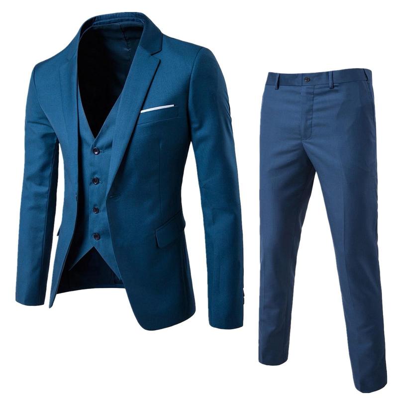 Men’s Slim 3 Piece Suit Business Wedding Party Blazers Formal Classic Jacket Vest Pants Full Coat Luxury Business 2024 Costume Clothing Menswear Denim Fashion