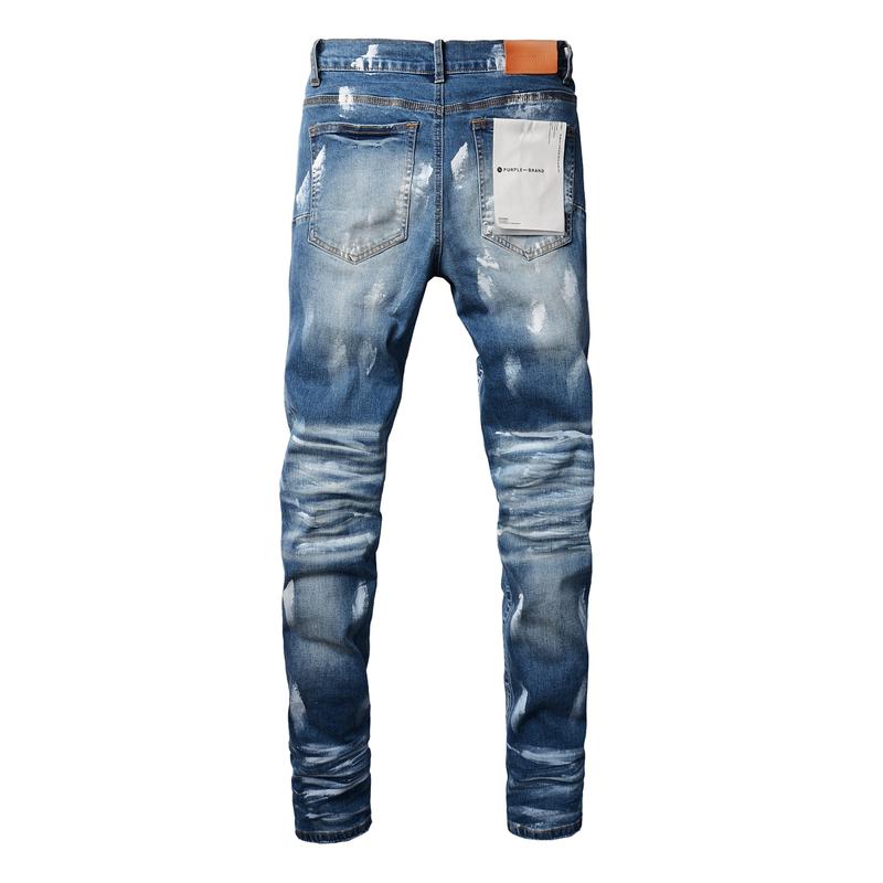 Purple brand Men's Jeans Casual Comfort Holes Fashionable Straight Skinny Slim Fit Jeans, Ripped Stretch Jeans Denim Pants