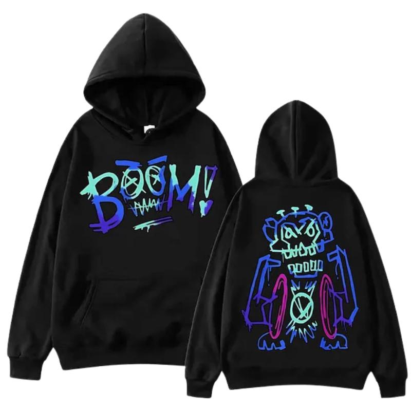 Arcane Boom Robot Double Sided Graffiti Art Streetwear Basic Hoodie