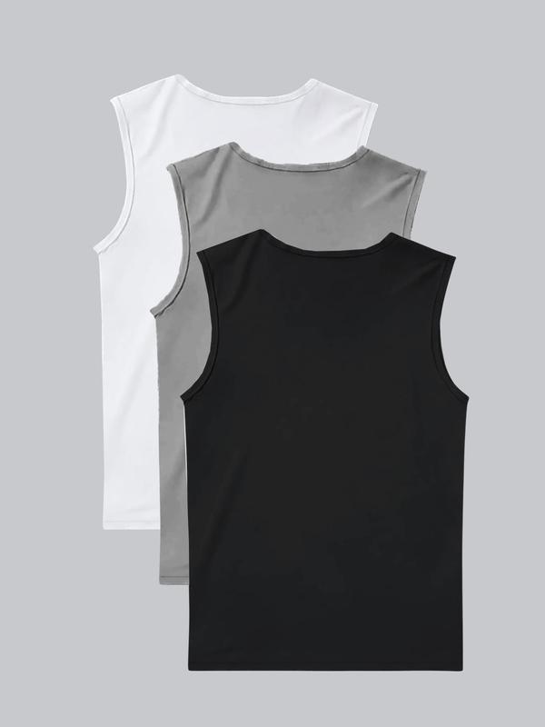 Men's Letter & Number Print Round Neck Tank Top, Regular Fit Casual Sleeveless Top for Summer, Men's Clothes for Daily Wear