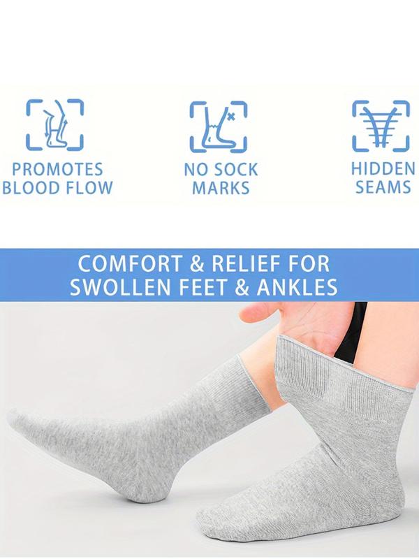 10 Pairs Men's Mid-calf Diabetic Socks , Non-binding Circulatory Crew Socks, Casual Comfy Breathable Socks for Daily Wear, Men's Socks for All Seasons