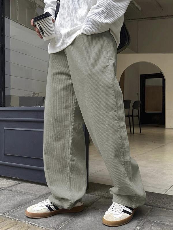 Men's Solid Pocket Drawstring Waist Pants, Loose Casual Comfy Streetwear Straight Leg Trousers for Daily Wear, Mens Pants, Summer Outfits 2024, Woven Bottoms for All Seasons