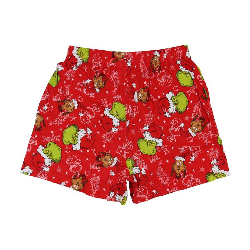 Dr. Seuss The Grinch Men's Max Grinch Cindy Lou Who Christmas Holiday AOP Boxers Lounge Sleep