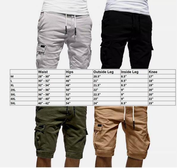 Men Casual Chino Cargo Shorts Pants 6-Pockets Summer Beach Trousers Menswear