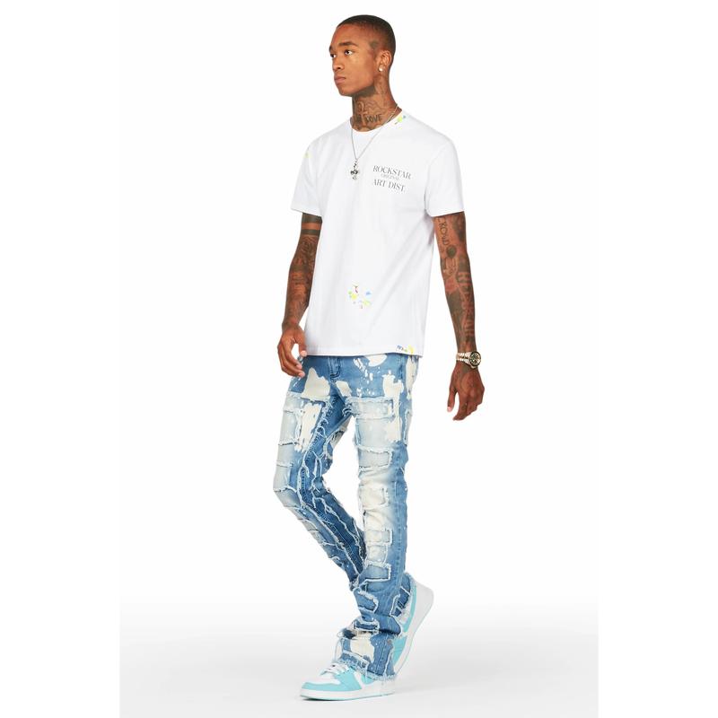 Laban Light Blue Bleach Stacked Flare Jean