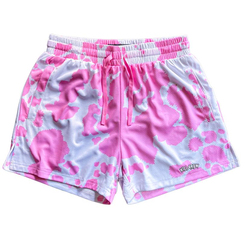 MOO THAI SHORTS (MID THIGH CUT) - PINK COW