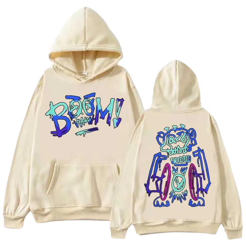 Arcane Boom Robot Double Sided Graffiti Art Streetwear Basic Hoodie