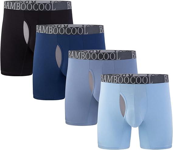 BAMBOO COOL Men's Breathable Underwear Moisture-Wicking Mesh Boxer Briefs Performance 4 &7 Pack