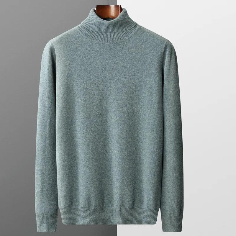 Autumn  winter new 100% merino wool cashmere sweater men's knitted pullover padded warm turtle neck fashion loose plus size coat