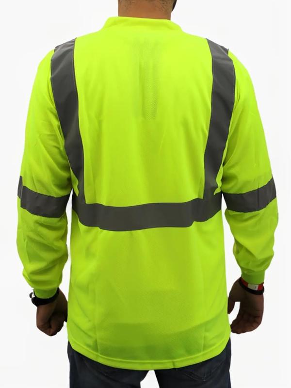 Class 2 Max-dry Moisture Wicking Mesh Long Sleeve Safety T-shirt, Neon Yellow # 900