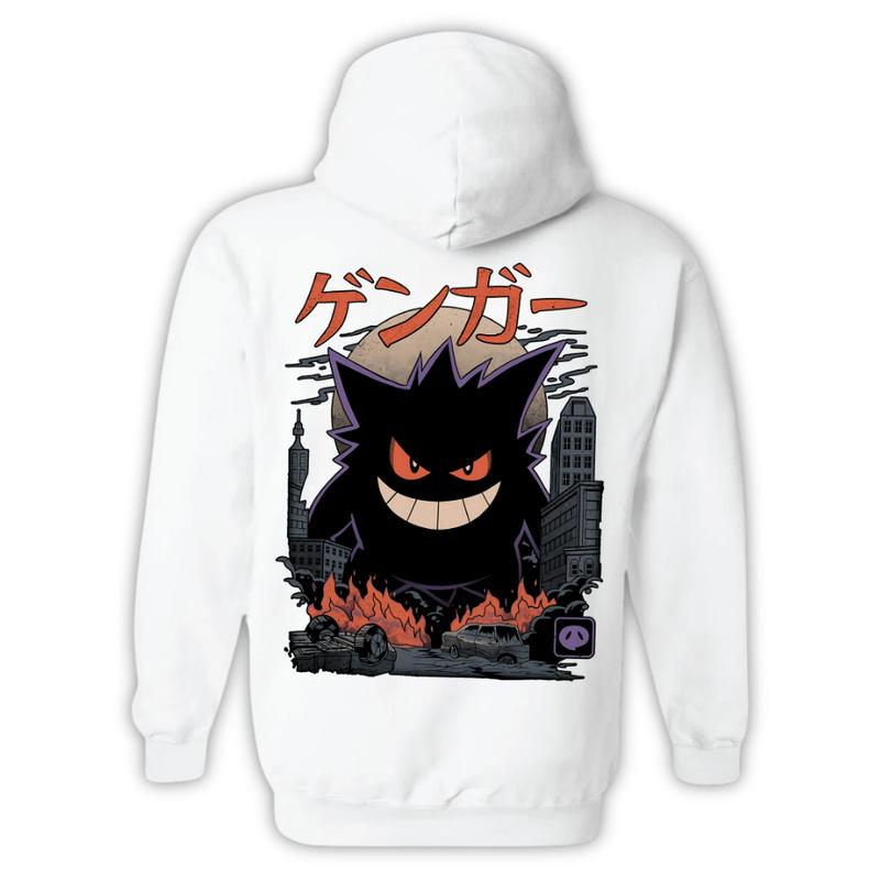 Gengar, Charizard, Venusaur & Snorlax Hoodie - Dark Ghost, Fiery Dragon, Jungle Beast, Lazy Giant Kaiju Japanese Style Hoodie , Japanese Anime Movie Film Nerd Gaming Novelty Funny Unisex Hoodie