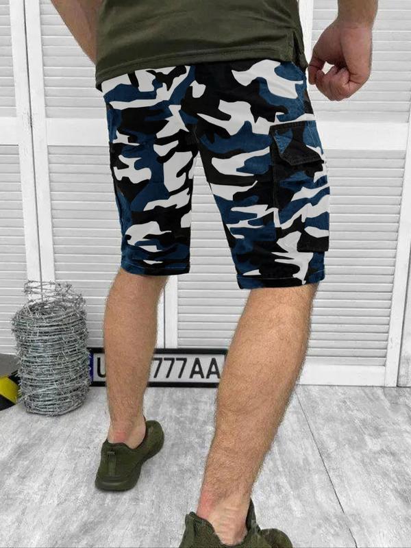 Men's Regular Fit Camo Print Button Fly Cargo Shorts, Casual Comfy Pocket Bermuda Shorts for Summer, Shorts for Men, Mens Bottoms for Daily Wear, Menswear