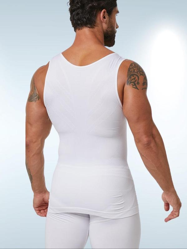 Men's Solid Compression Shapewear Tank Top, High Stretch Tummy Control Shaper, Slim Shapewear for Men, Body Shapewear