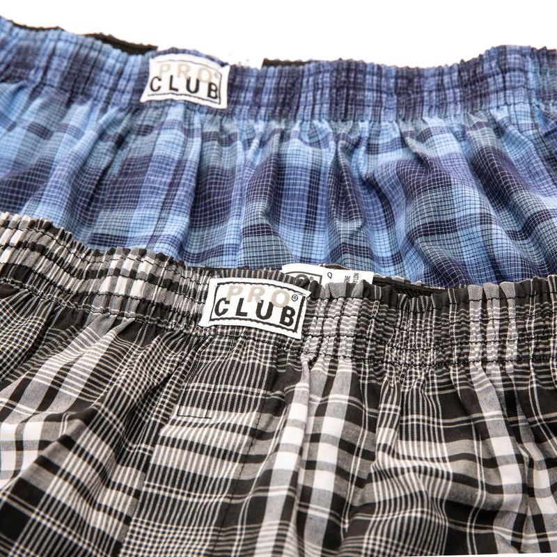 PRO CLUB MEN'S 2-PACK CLASSIC WOVEN BOXER (MIX COLORS) Cotton Fabric