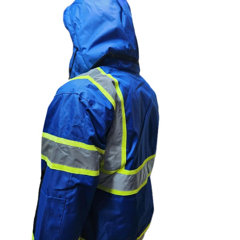 Royal Blue Hi Visibility Reflective Safety Bomber Rain Jacket   Blue Safety Jacket with Sherpa Insulation to keep warm in cold weather  (see sizing information on description)