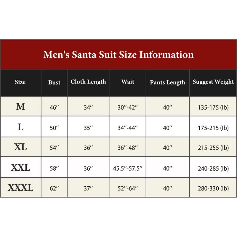 Deluxe Men's Santa Suit Costume - Christmas Adult Claus Costume - 11PC - Menswear, Clothing