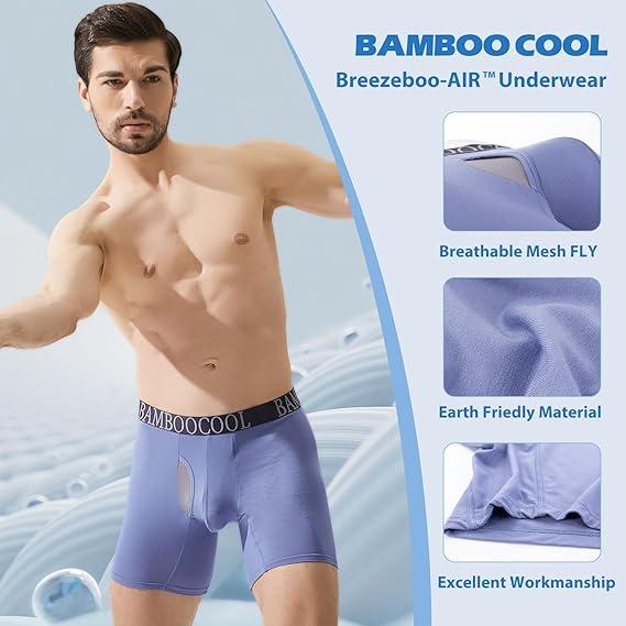 BAMBOO COOL Men's Breathable Underwear Moisture-Wicking Mesh Boxer Briefs Performance 4 &7 Pack