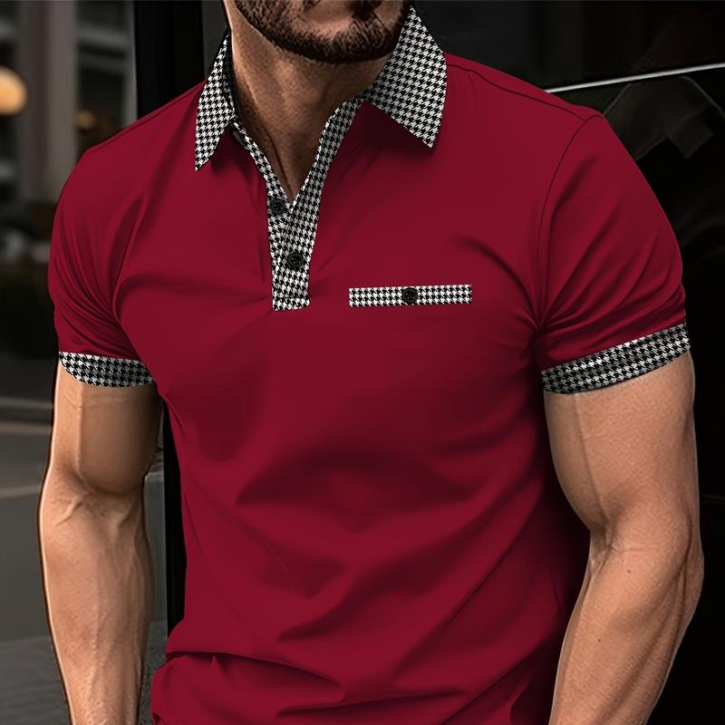 Men's Plus Size Plaid Polo Shirt with Unique Graphic Print, Perfect for Summer Outdoor Work or Play Casual Shortsleeve