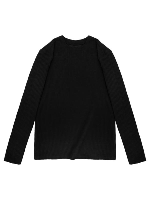 Men's Solid Textured Round Neck Knit Top, Casual Regular Fit Long Sleeve Crew Neck Knitwear for Spring & Fall, Fashion Men's Knit Clothing for Daily Wear