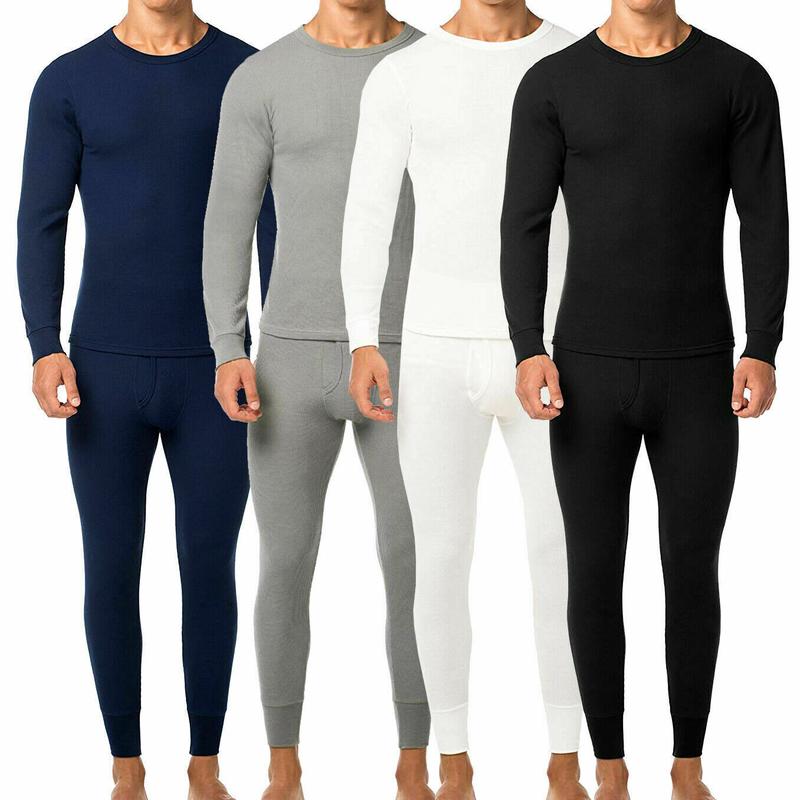 Mens Cotton Top & Bottom 2PC Set Waffle Knit Thermal Long Johns Underwear