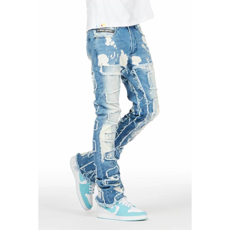 Laban Light Blue Bleach Stacked Flare Jean