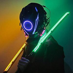 1 2Pcs Science Fiction Cyberpunk Glowing Samurai Sword Rechargeable Acrylic Large LED Sword Model Halloween Cosplay props Game Peripheral Weapon Model Collection