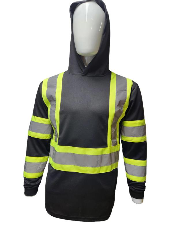 High Visibility Long Sleeve Safety Shirt with hoodie   ANSI Rate Class 3 Polyester shirt( SEE SIZEING INFORMATION ON DESCRITION )