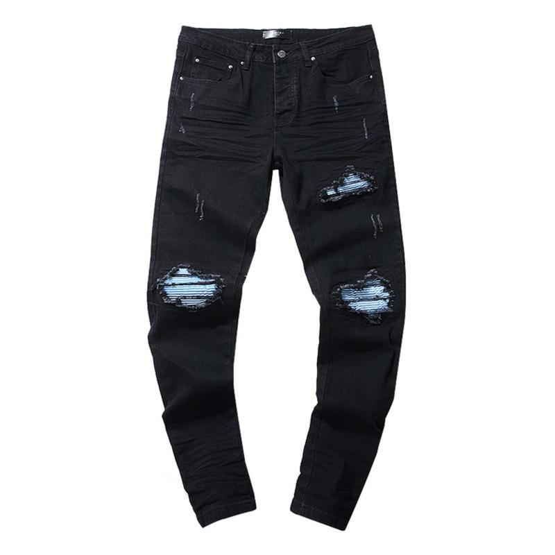 Ripped Distressed Destroyed Straight Slim Fit Jeans Skinny Casual Fashion Denim Pants