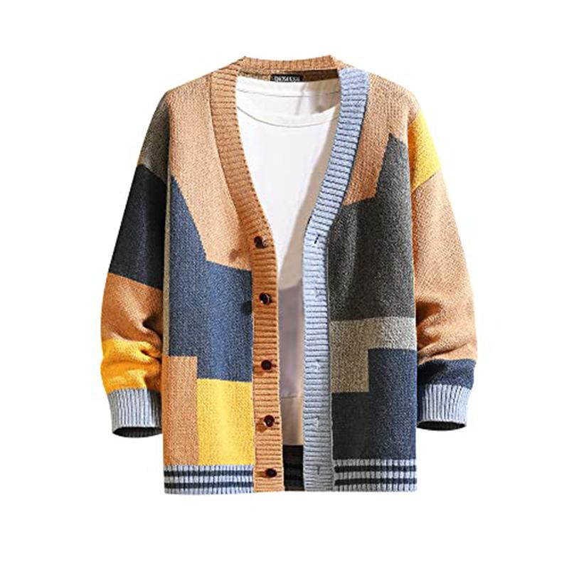 GURUNVANI Cardigan Sweater for Men Knitted Long Sleeve Sweaters with Buttons