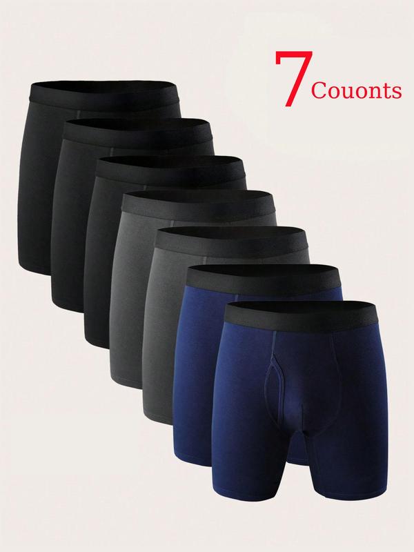 Men's Solid Color Tape Waist Boxer Briefs, Mens Underwear, Regular Fit Casual Comfy Breathable Underwear for Daily Wear, Underwear for Men, Men's Underwear for All Seasons