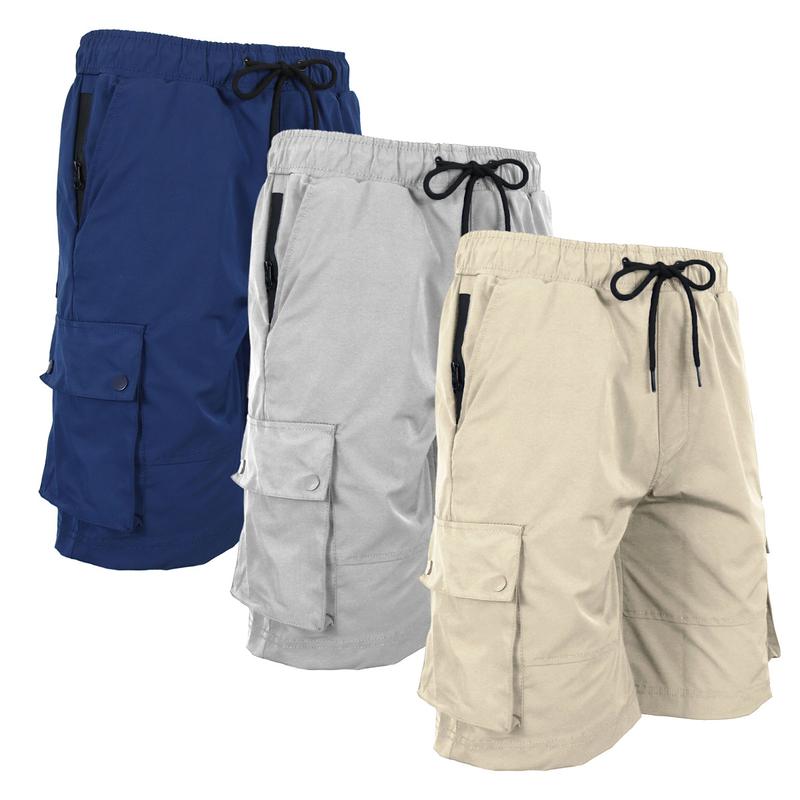 Men's 3-Pack Moisture Wicking Performance Quick Dry Cargo Shorts Casual Menswear