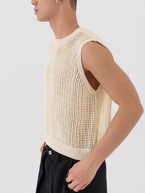 Men's Regular Fit Solid Round Neck Tank Top, Casual Sleeveless Crew Neck Top for Summer, Fashion Men's Clothes for Daily Wear