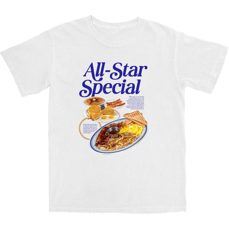 Official All Star Special Breakfast Unisex T-Shirt, Funny Breakfast Tee, Full Sizes, Full Color, For Men, For Women, Unisex Apparel Relaxed Fit Printed In The USA Menswear Top Tshirt Crewneck Shortsleeve