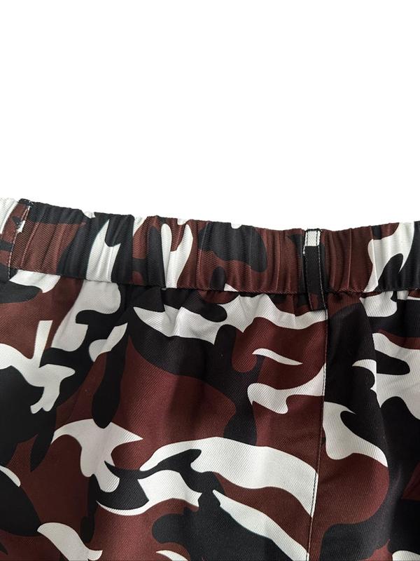 Men's Regular Fit Camo Print Button Fly Cargo Shorts, Casual Comfy Pocket Bermuda Shorts for Summer, Shorts for Men, Mens Bottoms for Daily Wear, Menswear