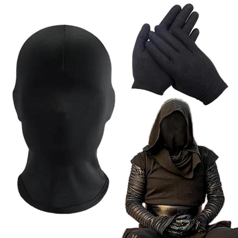 Cosplay Accessory Set, 1 Set Including Full Face Mask & Gloves, Party Faceless Hood Mask, Comfortable Gloves for Game Anime Cosplay, Party Supplies