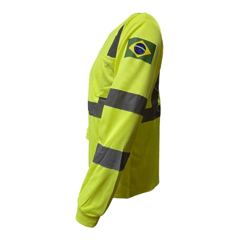 Class 3 Hi-Viz Long Sleeve Shirt With Shoulder Flagg