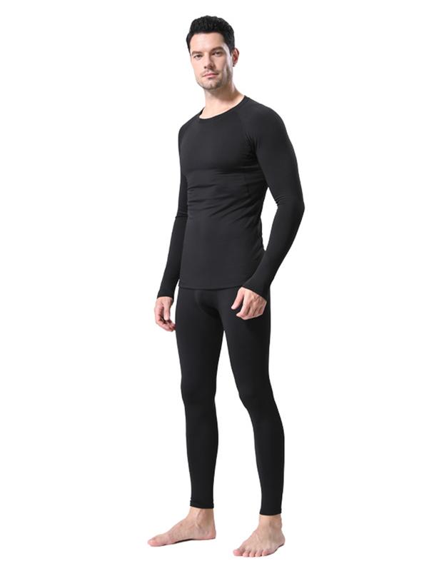 2 Pcs Men's Padded Thermal Sports Suit Reinforced 4D Elastic Running Gear Underwear Winter Cold Protection Thermal Suit