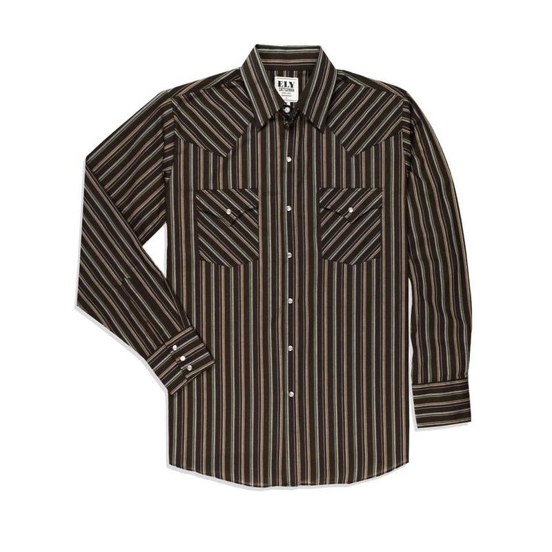 Men's Ely Cattleman Long Sleeve Stripe Western Snap Shirt