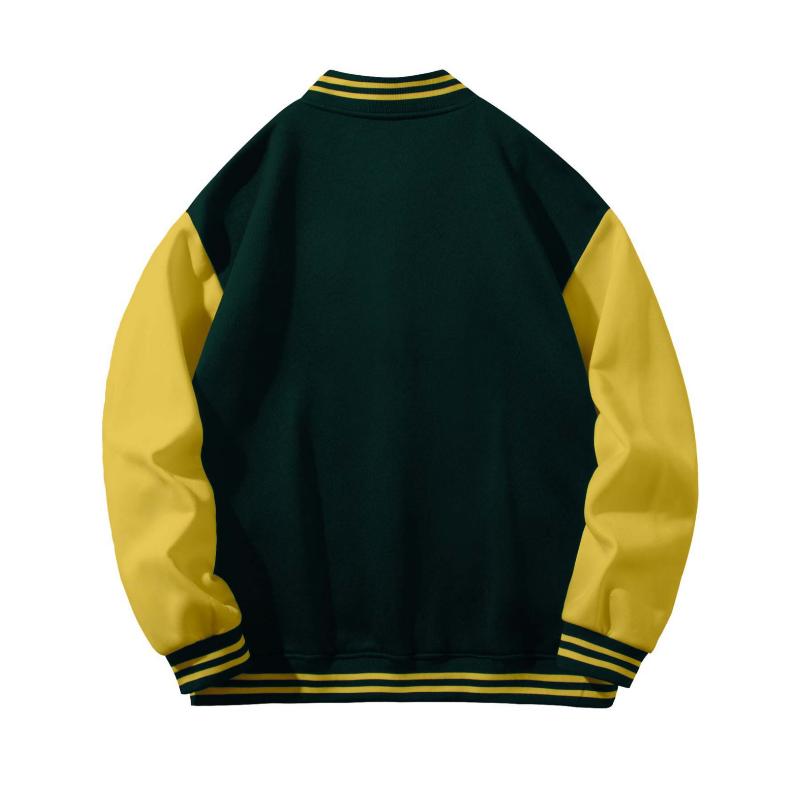 New York Series Men's Casual Fleece Baseball Jacket - 100% Polyester Knit Fabric, Slight Stretch, Alphabets Pattern, Regular Fit Fall Winter Jacket with Baseball Collar Style Menswear Coats Menswear Coats Menswear Coats Menswear Coats Menswear Coats Tops