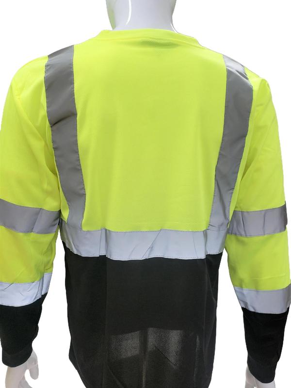 High Visibility Yellow   Black Safety long sleeve shirt  reflective yellow black safety shirt ( SEE SIZE INFORMATION ON Description)