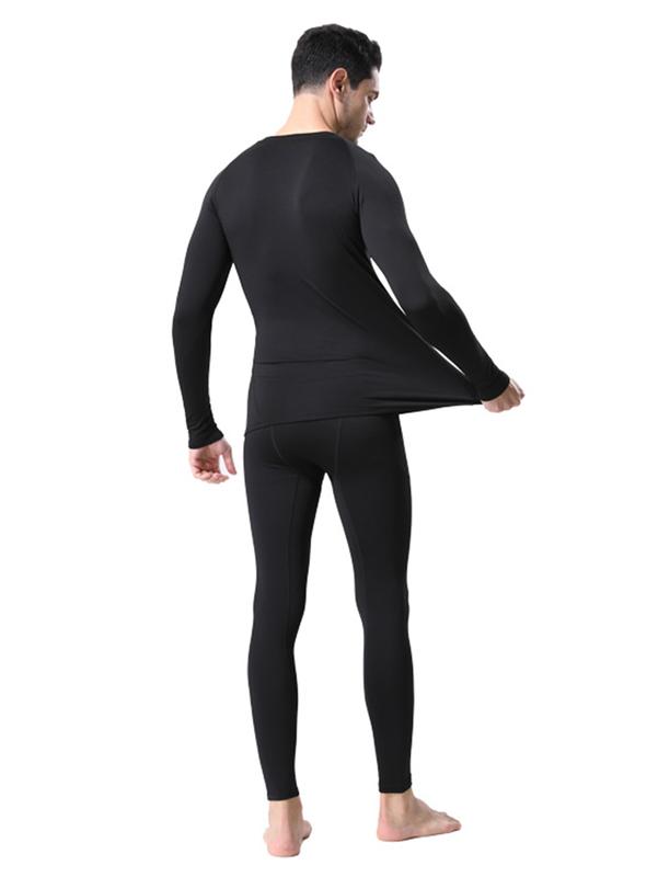 2 Pcs Men's Padded Thermal Sports Suit Reinforced 4D Elastic Running Gear Underwear Winter Cold Protection Thermal Suit