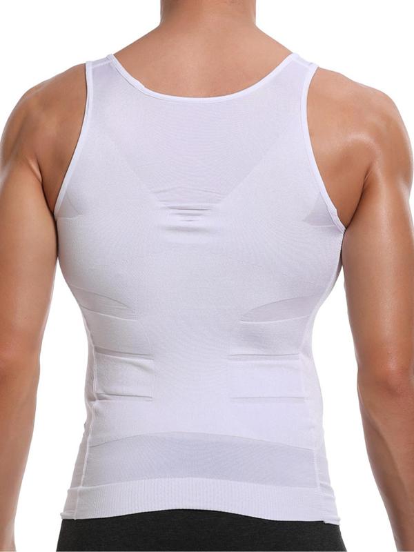 Men's Minimalist Solid Shapewear Tank Top, Casual Comfy Sleeveless Shapewear Top, Mens Clothing, Summer Wear 2024