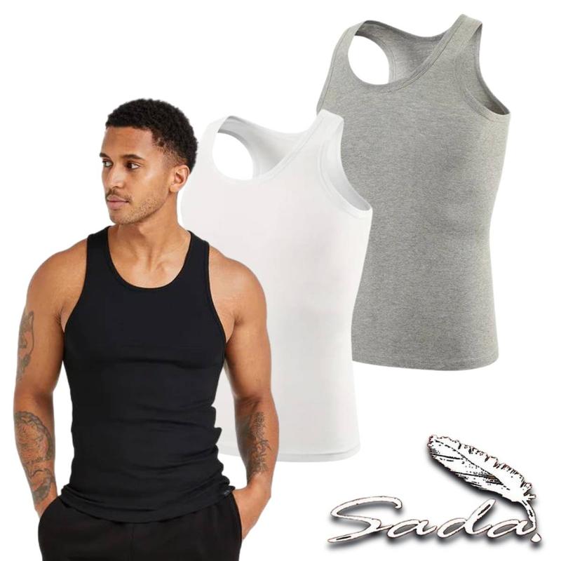 Sada Tank-Top A-Shirt (3pc) 100% Cotton Muscle-Shirt