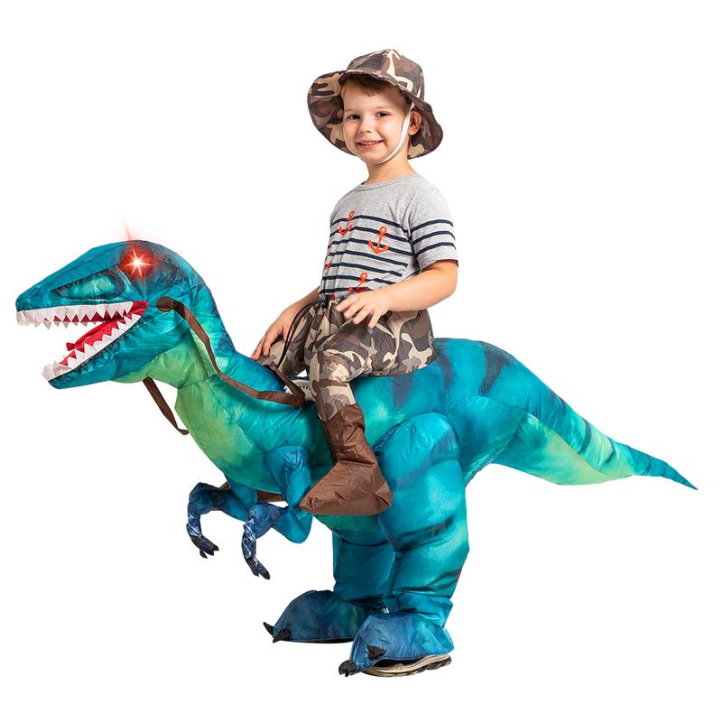 GOOSH Inflatable Dinosaur Costume for Halloween - Realistic Design with Red Glowing Eyes - Clothing, Menswear