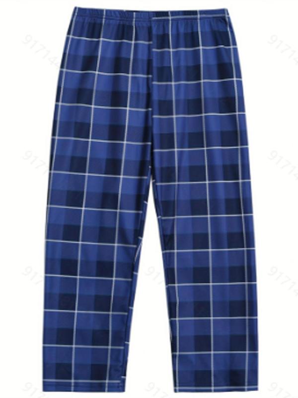 Men's Plaid Print Lounge Pants, Casual Comfy Breathable Trousers for Fall & Winter, Men's Sleepwear for Indoor Wear