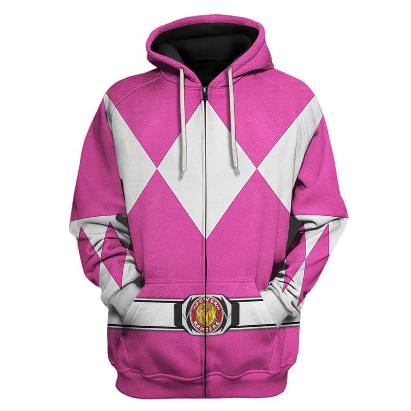 Pink Ranger Mighty Morphin Hoodies Sweatshirt T-shirt Hawaiian Tracksuit Halloween Cosplay