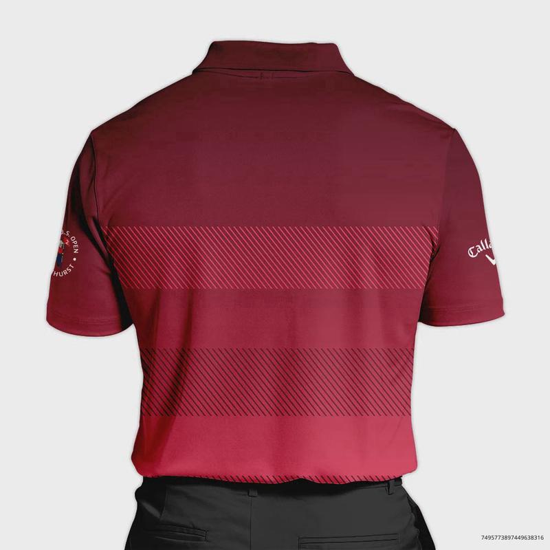 Golf Callaway 124th U.S. Open Pinehurst Sports Polo Shirt Red Gradient Stripes Pattern All Over Print Polo Shirt For Men