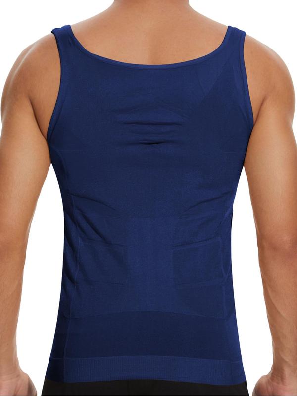 Men's Minimalist Solid Shapewear Tank Top, Casual Comfy Sleeveless Shapewear Top, Mens Clothing, Summer Wear 2024