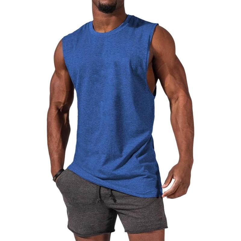 Runcati  Men's Sleeveless Tank Tops Crewneck Solid Loose Fit Shirt