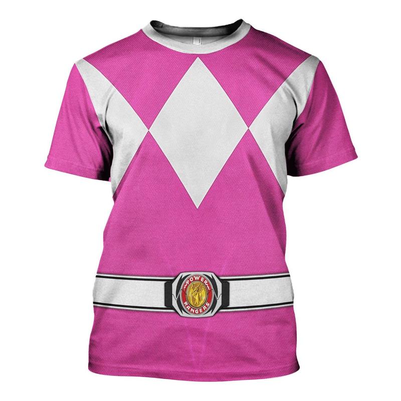 Pink Ranger Mighty Morphin Hoodies Sweatshirt T-shirt Hawaiian Tracksuit Halloween Cosplay